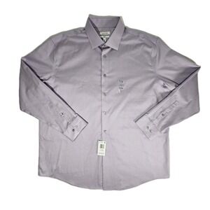 Calvin Klein Steel+ Regular Fit Wrinkle Free Lilac Mist Dress Shirt 17.5 34-35